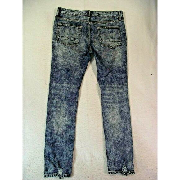 Rutherford Men's Jeans 36 x 34 blue acid wash distressed Flex skinny fit blue - Picture 8 of 11